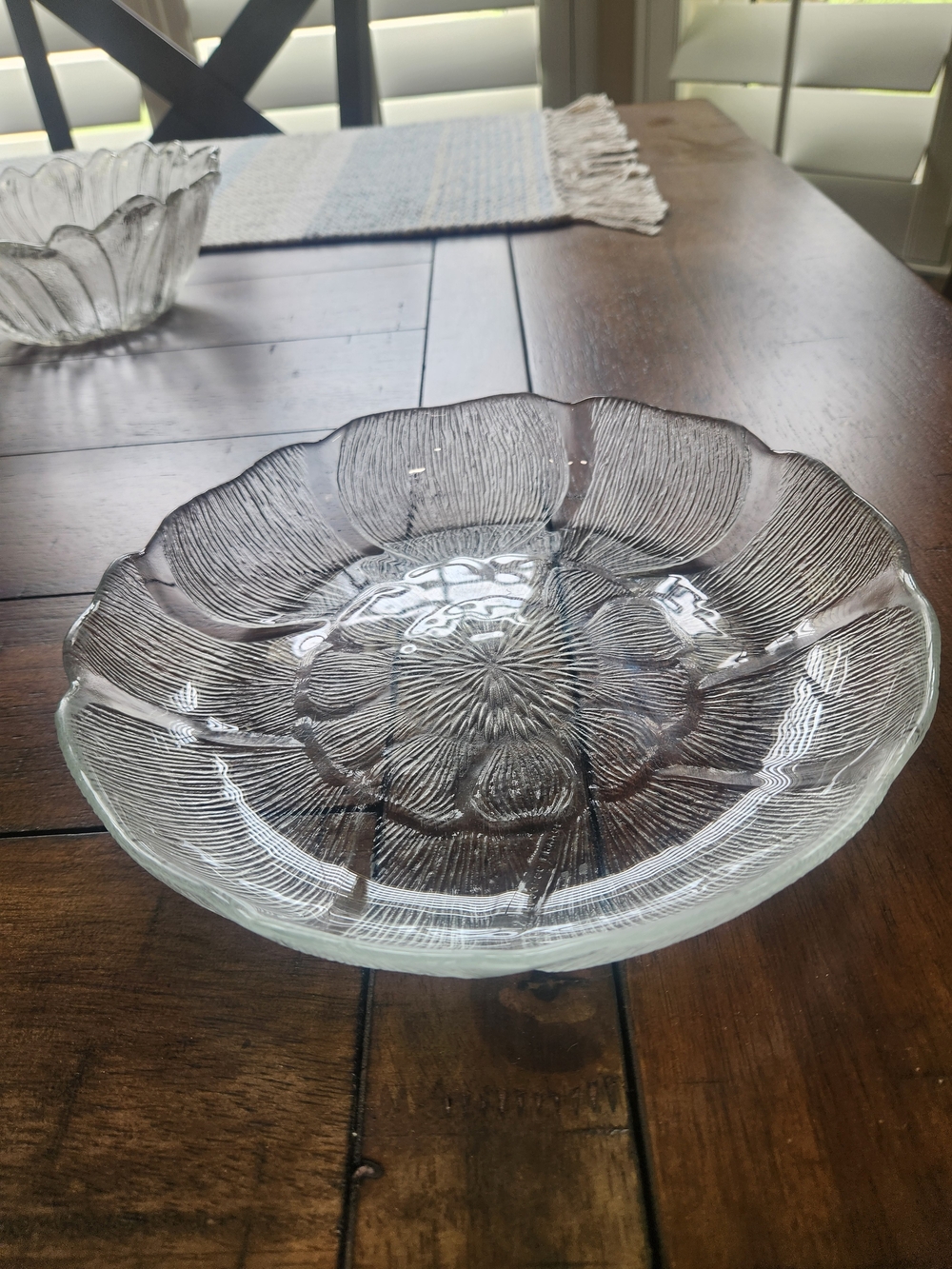 VTG Arcoroc France Clear Glass Fleur Flower Petal Bowls 8” Set Of 2 - Picture 2 of 5